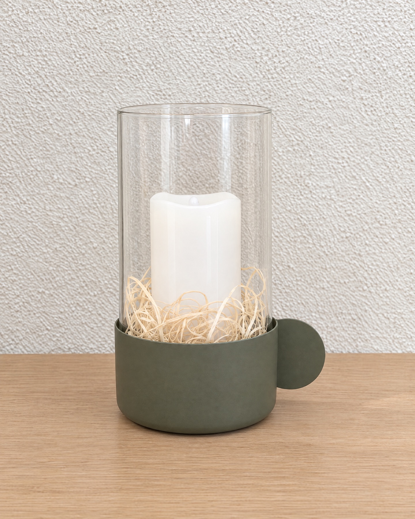 Zylinderglas mit salbeigrünem Sockel und Ihrer Gravur