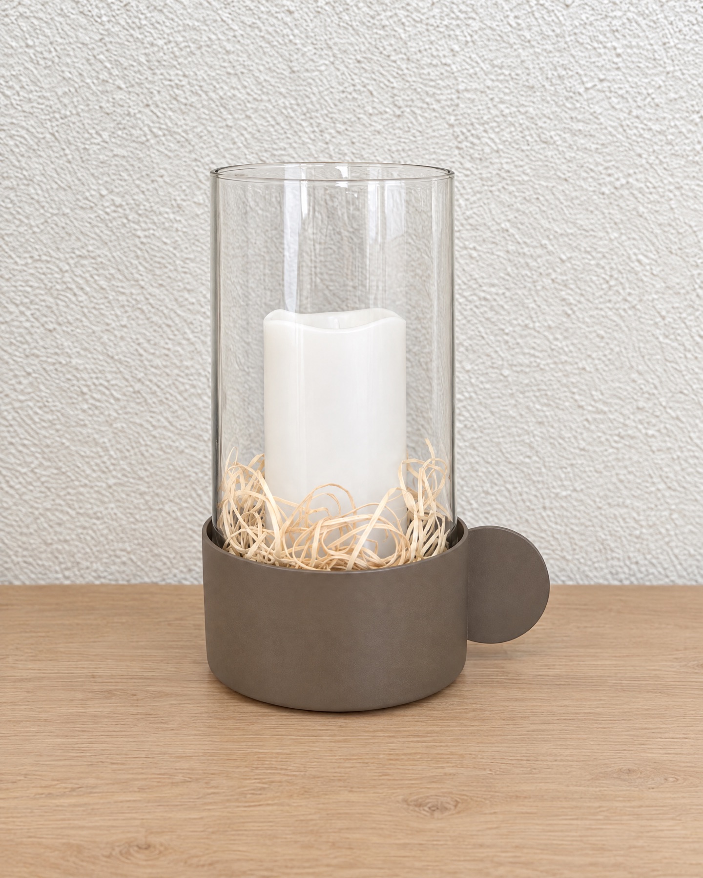 Zylinderglas mit taupefarbenem Sockel und Ihrer Gravur